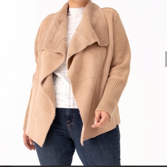 hazel Sweaters - Faux Fur Trimmed Knit Cardigan